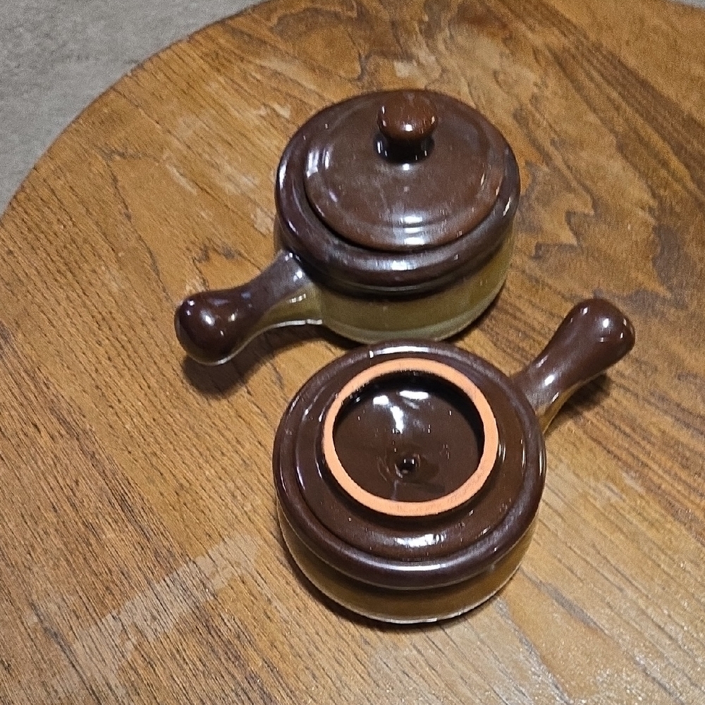 Brown Stone Soup Crocks with Lids